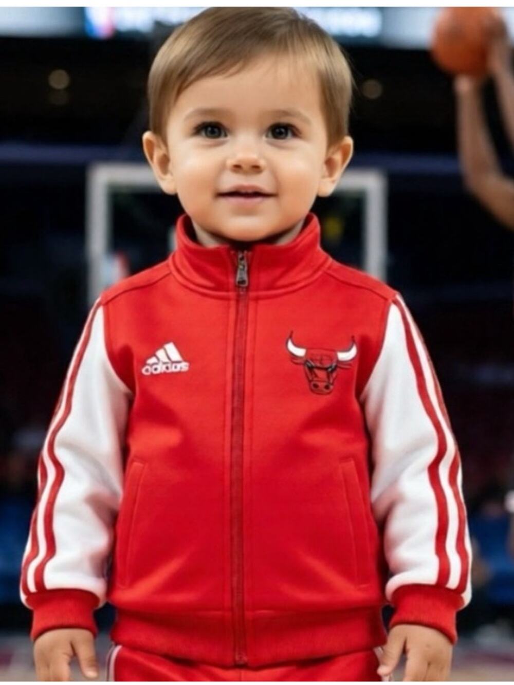 Adidas Chicago Bulls Toddler Full Zip Red Track Sweatshirt only Size 7T